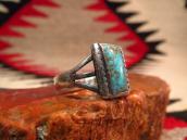 Antique Split Shank Silver Ring w/Square Turquoise  c.1930～