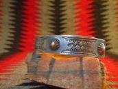 Antique Concho Repoused & Snake Stamped Cuff Bracelet c.1940
