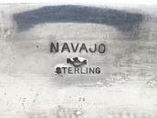 【NAVAJO GUILD】 Vtg Stamped Silver Wide Cuff Bracelet c.1955～