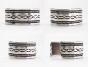 【NAVAJO GUILD】 Vtg Stamped Silver Wide Cuff Bracelet c.1955～