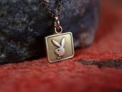 Old 14KGold PlayboyBunny Top w/Silver Chain Necklace c.1980～