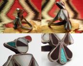 Vintage Zuni Channel Inlay Thunderbird Ring c.1950