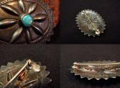 Antique Navajo Repoused Silver Concho Pin w/Turquoise c.1930