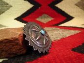 Antique Navajo Repoused Silver Concho Pin w/Turquoise c.1930