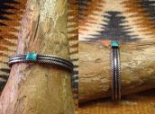 Vtg Navajo Twisted Wire Narrow Cuff Bracelet  w/TQ  c.1945～