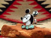 Zuni Vintage Channel Inlay Mickey Face Small Ring c.1965～