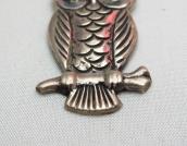 OLDPAWN Zuni Cast Silver Owl Fob Necklace w/TQ  c.1970