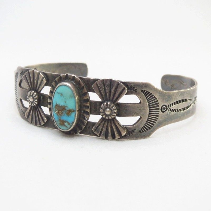 Antique 【Ganscraft】 Bow Patched Cuff Bracelet w/TQ  c.1935～