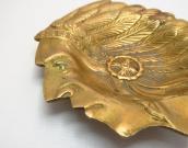 Antique Indian Chief Head Brass Ashtray  c.1920～