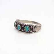 Antique Three Turquoise Row Narrow Tourist Ring  c.1940～