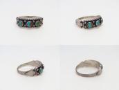 Antique Three Turquoise Row Narrow Tourist Ring  c.1940～