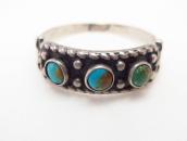 Antique Three Turquoise Row Narrow Tourist Ring  c.1940～