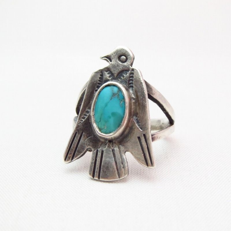 Antique 【Ganscraft】 Thunderbird Ingot CoinSilver Ring c.1930
