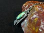 Atq T-bird Shape Fob w/Gem Green Turquoise Necklace  c.1930～