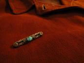 Vintage Twisted Silver Small PinBrooch w/Turquoise