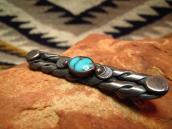 Vintage Twisted Silver Small PinBrooch w/Turquoise