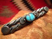 Vintage Twisted Silver Small PinBrooch w/Turquoise