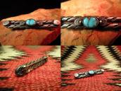 Vintage Twisted Silver Small PinBrooch w/Turquoise