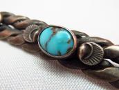 Vintage Twisted Silver Small PinBrooch w/Turquoise