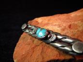 Vintage Twisted Silver Small PinBrooch w/Turquoise