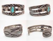 Antique Navajo Split Shank Silver Cuff Bracelet w/TQ  c1935～