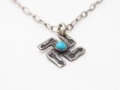 Antique Small 卍 Shape Top w/Turquoise Silver Necklace c.1930