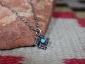 Antique Small 卍 Shape Top w/Turquoise Silver Necklace c.1930