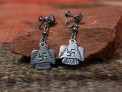 Antique 卍 Stamped Thunderbird Silver Dangle Earring  c.1930