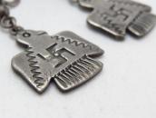 Antique 卍 Stamped Thunderbird Silver Dangle Earring  c.1930
