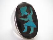 Vtg Zuni Rainbow Man Tortoiseshell & TQ Inlay Ring  c.1950～