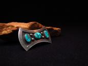 Vintage Bow Shape Silver Pin Brooch w/Gem Turquoise  c.1950～
