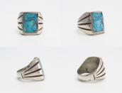Vintage Navajo Cast Silver Men's Ring w/Turquoise  c.1965～