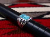 Vintage Navajo Cast Silver Men's Ring w/Turquoise  c.1965～