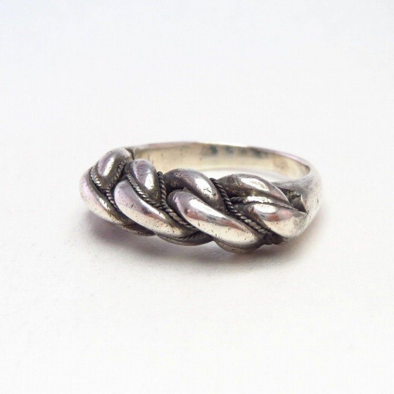 Vintage Braided Silver Wire Heavy Men's Ring  c.1955～