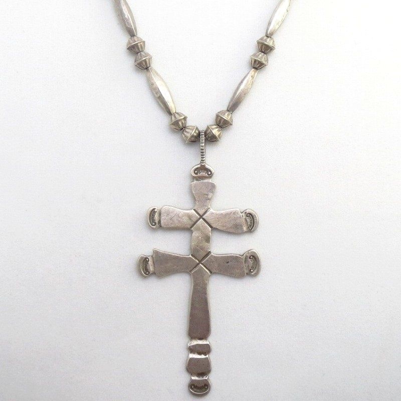 【Greg Lewis】 Acoma Dragonfly Cross w/Vintage Bead Necklace