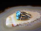 Atq Snake Stamped Silver Ring w/Replaced Turquoise  c.1930～