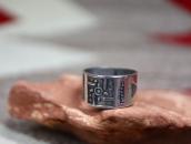 Antique 卍 Stamped Tourist Band Ring in Ingot Silver  c.1915～