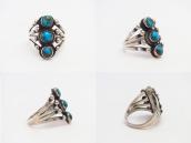 Atq Navajo Three Gem Quality Turquoise Row Ring  c.1930～