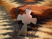 Vintage Zuni Channel Inlay Cross Fob Silver Necklace  c.1950