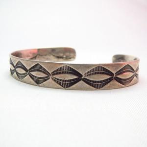 Vintage Stamped Ingot Silver Cuff Bracelet  c.1940