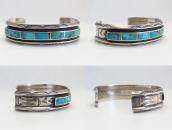 Vintage Zuni or Navajo Turquoise Inlay Silver Cuff  c.1945～