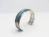 Vintage Zuni or Navajo Turquoise Inlay Silver Cuff  c.1945～