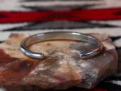 Vtg Zuni Green Turquoise Inlay Narrow Cuff Bracelet  c.1960