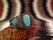 【UITA15】 Antique Navajo Cuff Bracelet w/#8 Turquoise c.1935～