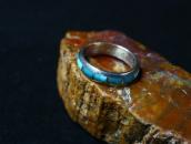 Vintage Zuni Turquoise Inlay Men's Silver Ring  in 1965
