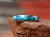 Vintage Zuni Turquoise Inlay Men's Silver Ring  in 1965