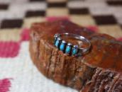 Vinatge Zuni Turquoise & Silver Drops Row Worn Ring  c.1955～