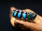 Vinatge Zuni Turquoise & Silver Drops Row Worn Ring  c.1955～