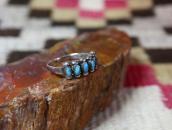 Vinatge Zuni Turquoise & Silver Drops Row Worn Ring  c.1955～