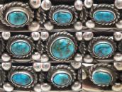 Vintage Navajo High Grade Lone Mt. Turquoise Row Cuff c.1950